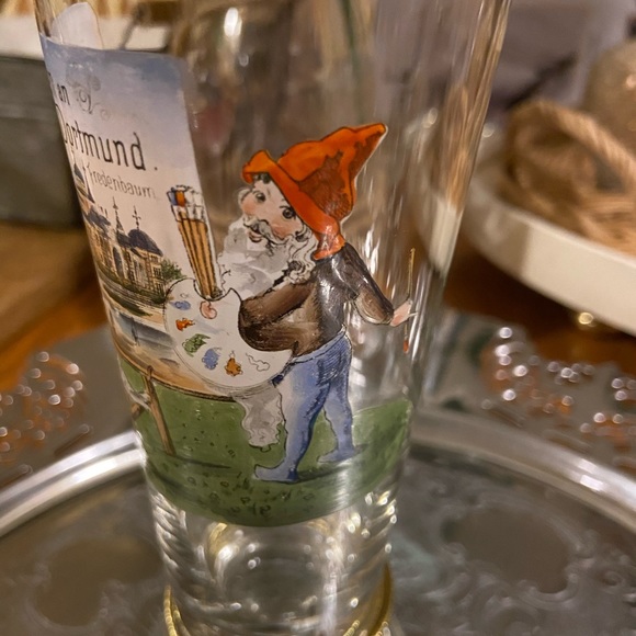Hand Painted Vintage German Beer Drinking Glass - Picture 1 of 9